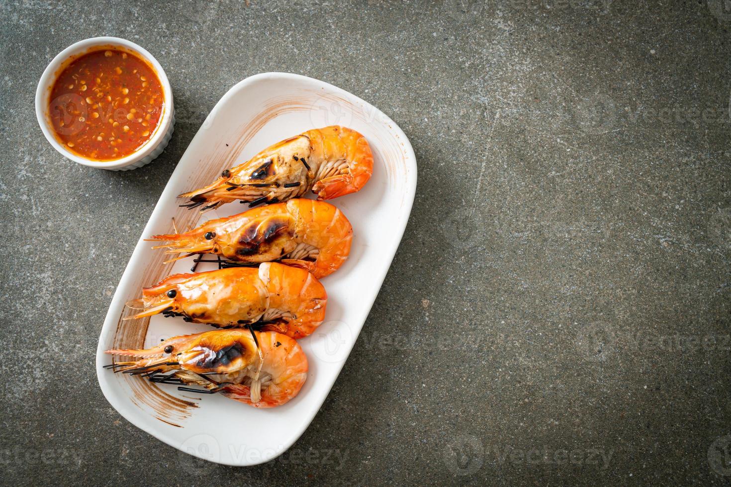 grilled river prawns or shrimps photo