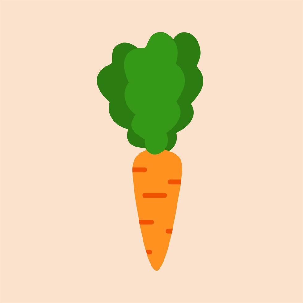 fresh Carrot, vegetable, food, vector flat style. Vector orange flat carrot icon. Vector vegetable symbol in flat style.