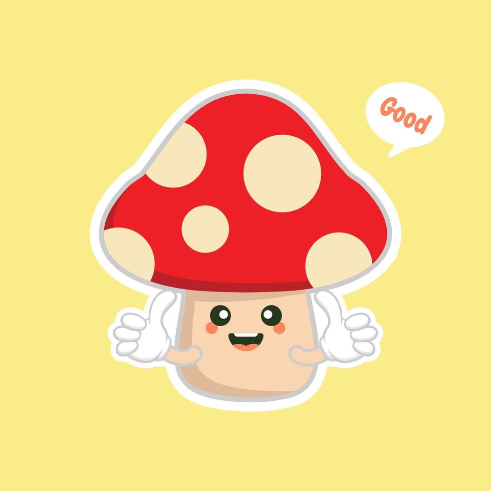 cute and kawaii mushroom character flat design vector illustration