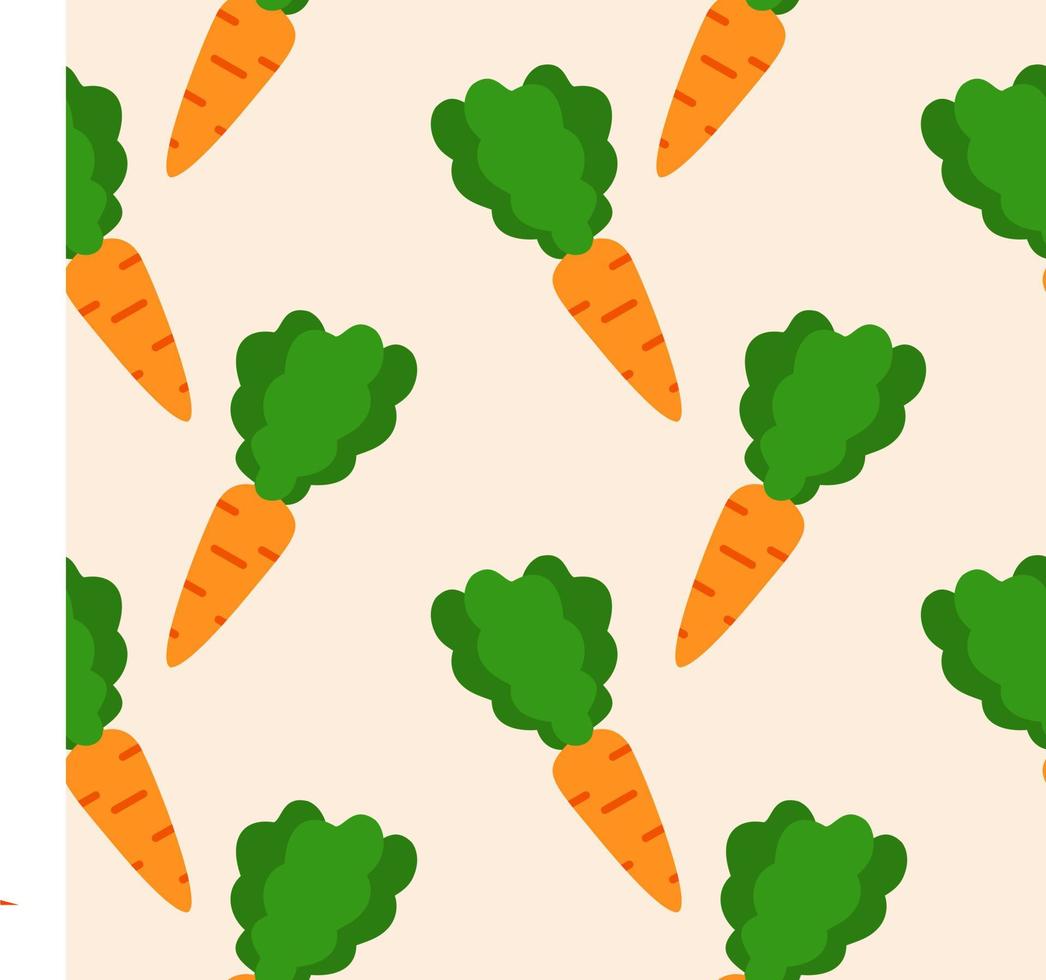 carrot seamless pattern. carrot with leaves. Bunch of carrots proper nutrition, farm products, vegan food, diet, diet products seamless pattern design for printing on textile, paper. vector