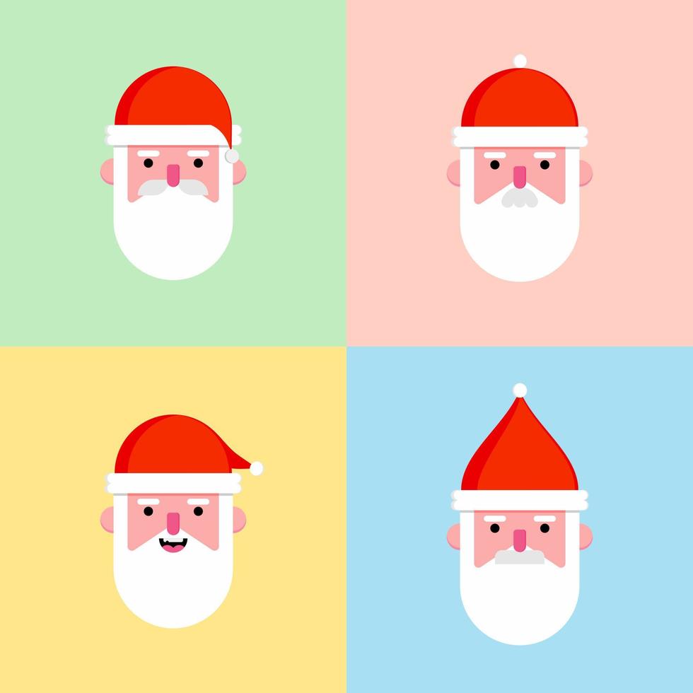 simple ilustración de santa claus con diseño plano. ilustración simple de santa claus con barba con ilustración de vector de color suave