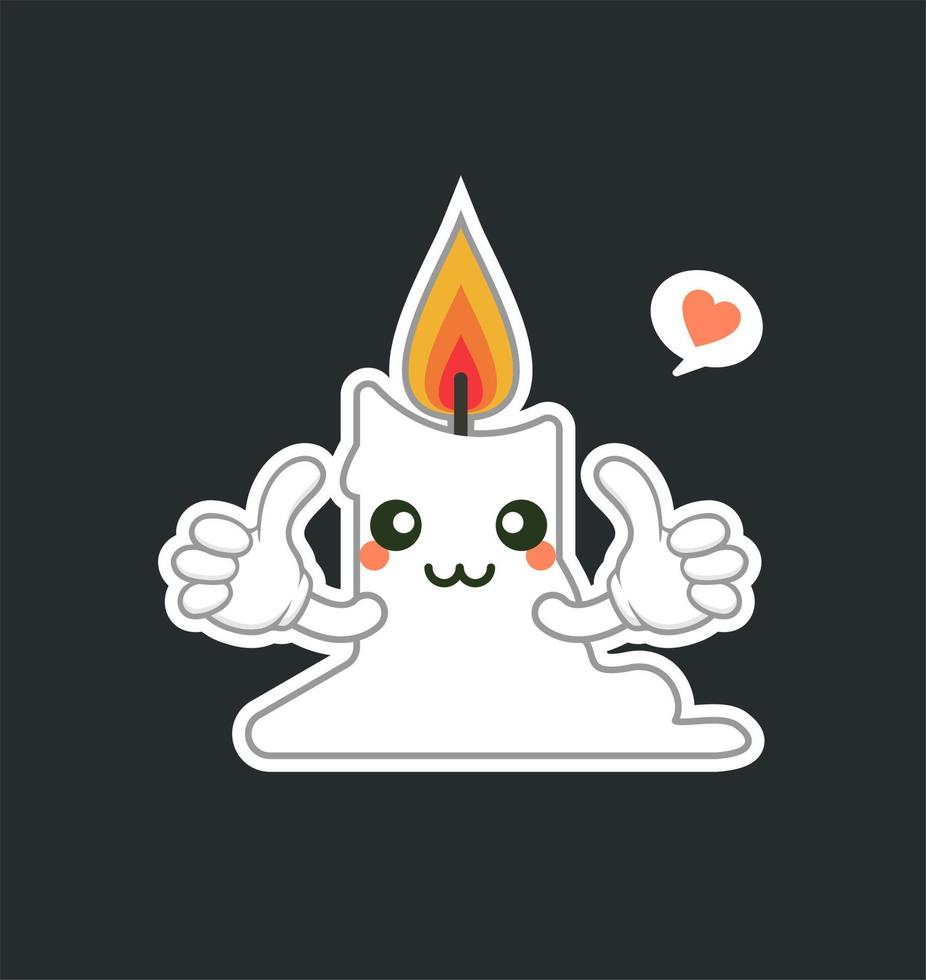 cute and kawaii candle cartoon character flat design vector illustration