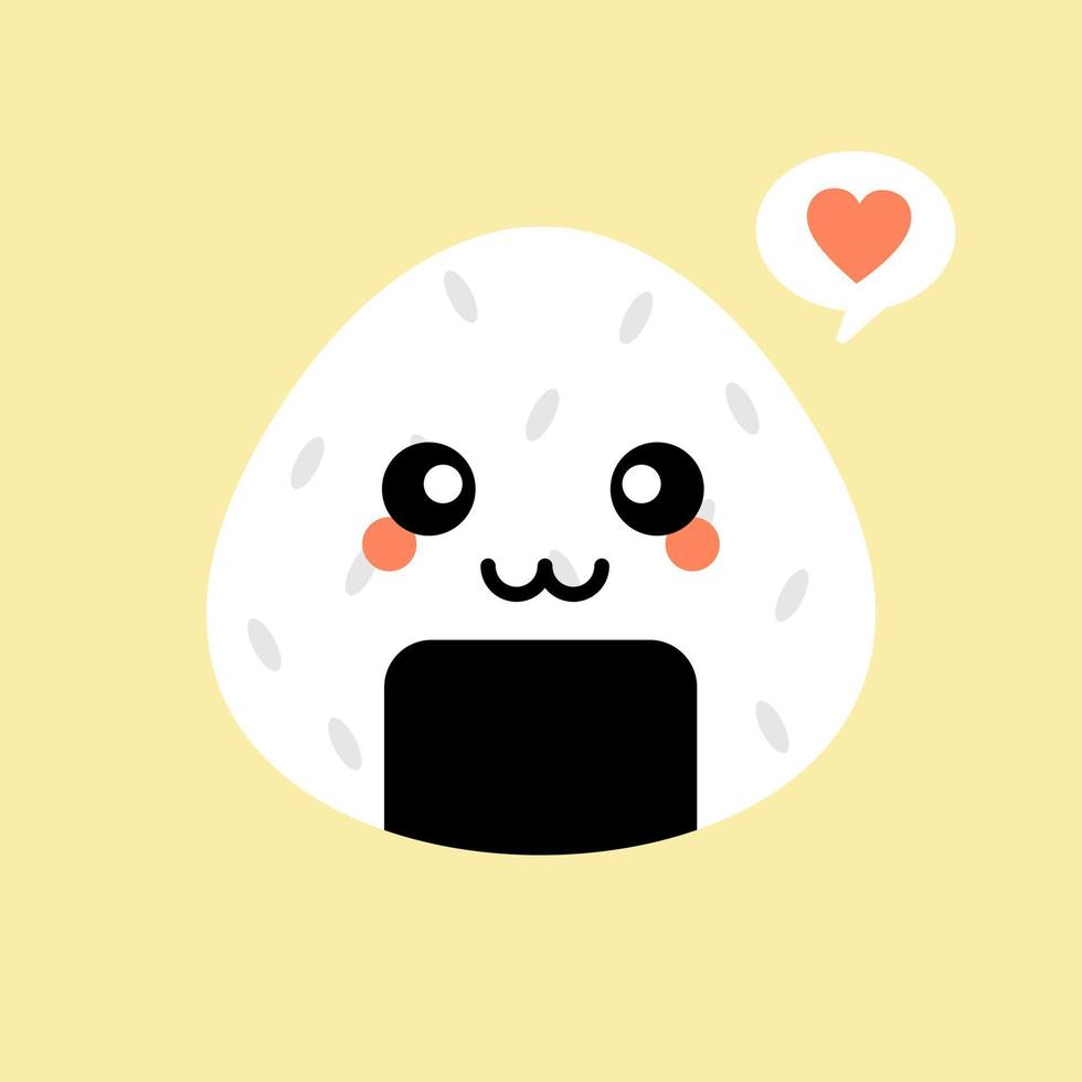 vector illustration. Onigiri cute and kawaii character logo design. Japan rice ball.