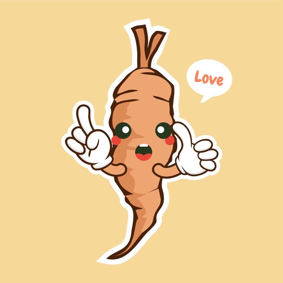 cute and kkawaii cassava character flat design vector illustration