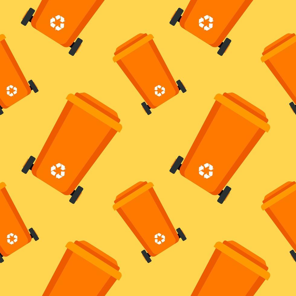 Trash bin garbage icon seamless pattern background. Trash bucket vector illustration. Garbage basket symbol pattern.