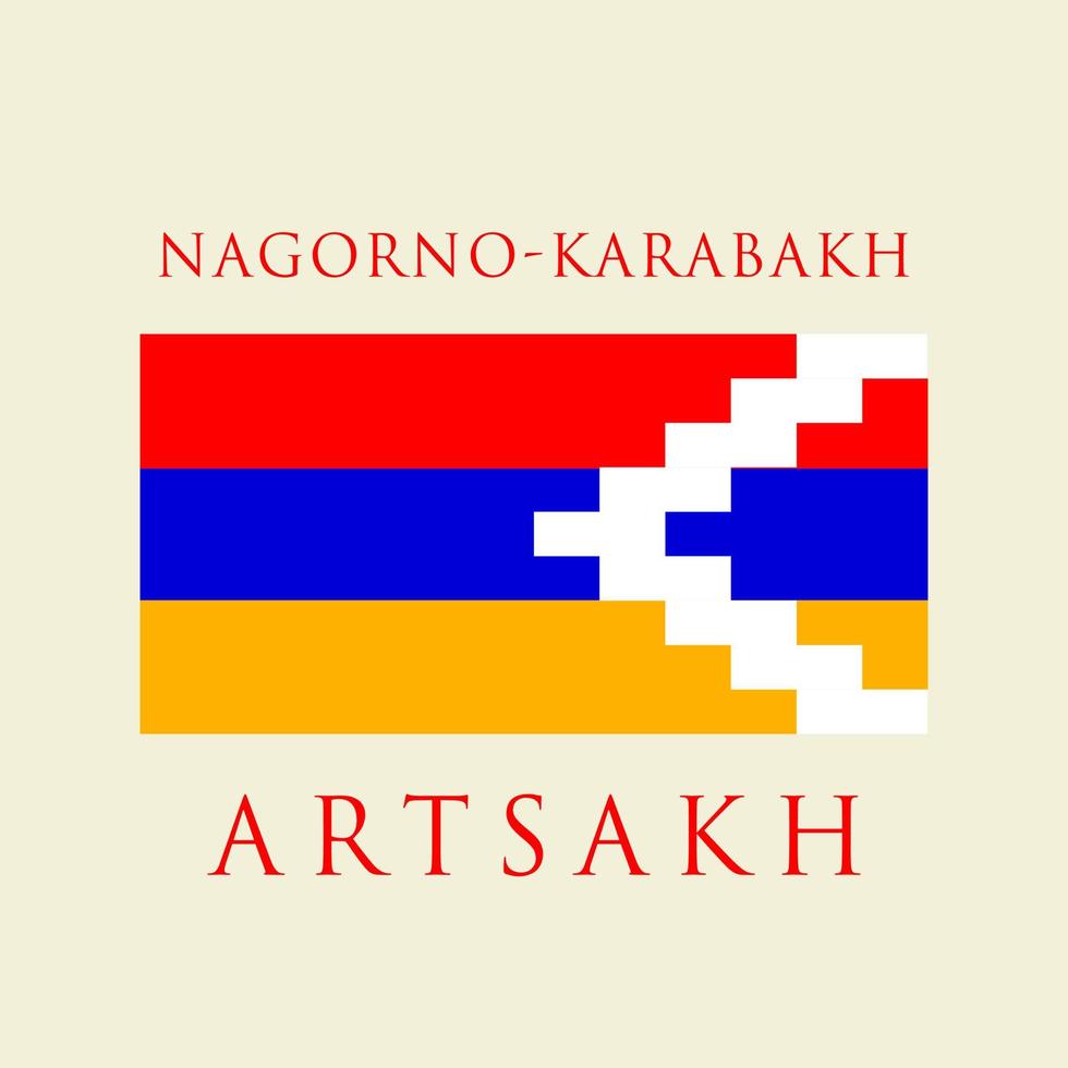 símbolo del estado de la bandera de nagorno-karabaj aislado en la bandera nacional de fondo. tarjeta de felicitación día de la independencia nacional república de artsakh nagorno-karabakh. banner de ilustración con bandera de estado realista. vector