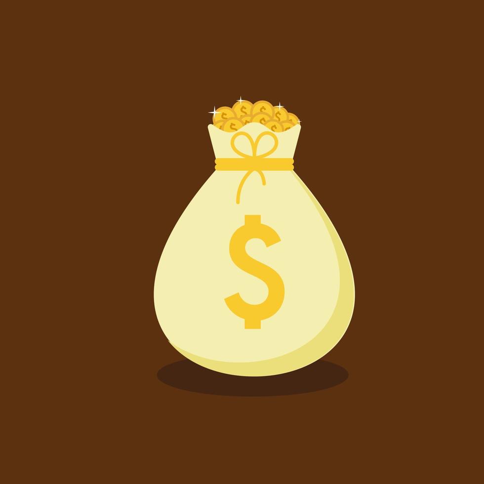 Money. Dollars banknotes. Cash money. Flat style Vector illustration. Money saving and money bag cartoon icon design