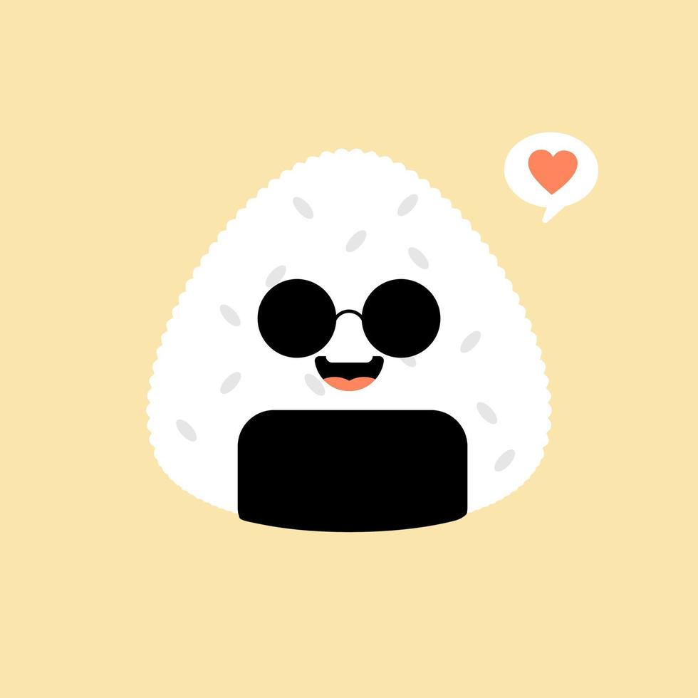 vector illustration. Onigiri cute and kawaii character logo design. Japan rice ball.