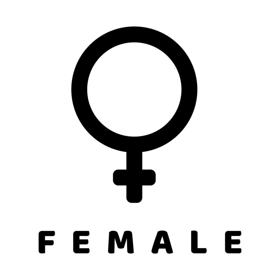 Female or woman Gender Symbol related vector glyph icon. Isolated on white background. Vector illustration.