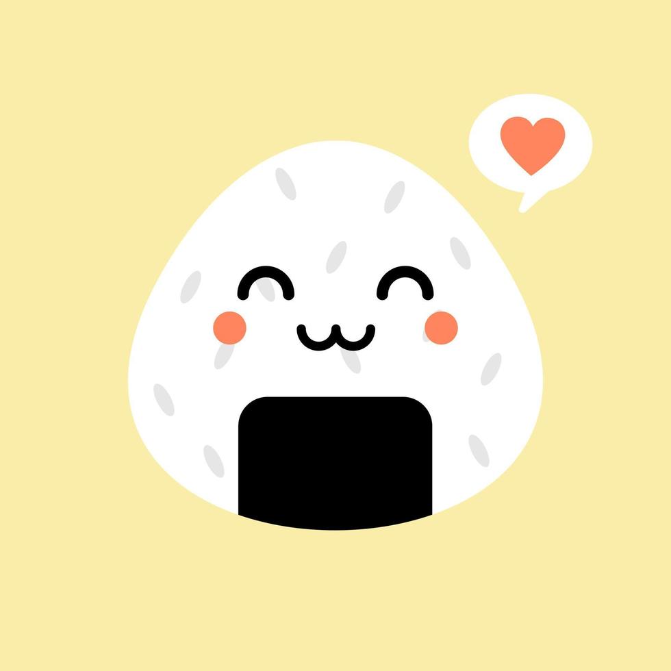 ilustración vectorial onigiri lindo y diseño de logotipo de carácter kawaii. bola de arroz de japón. vector