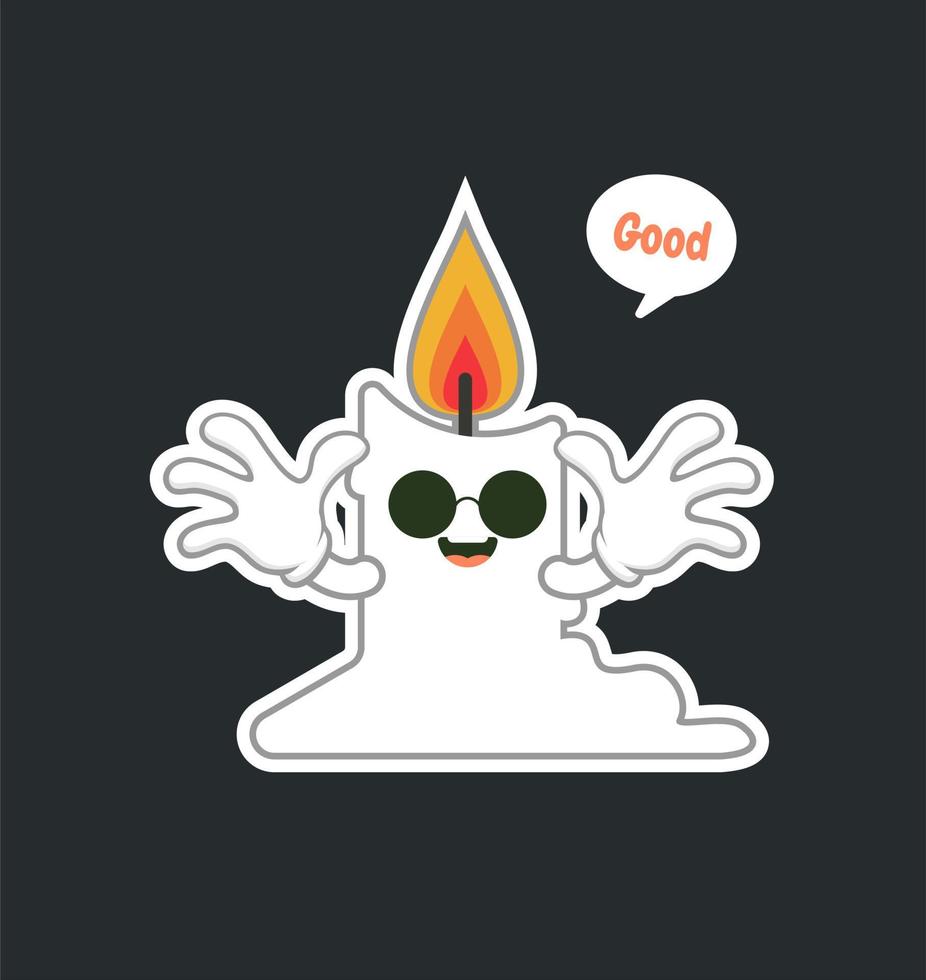 cute and kawaii candle cartoon character flat design vector illustration