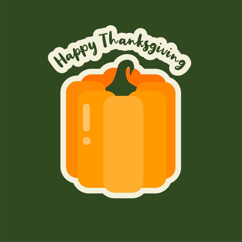 Vector Thanksgiving with pumpkin, big pumpkin and text Thanksgiving Day. Concept holiday card. Invitation template. Harvest festival card. Autumn season flat design