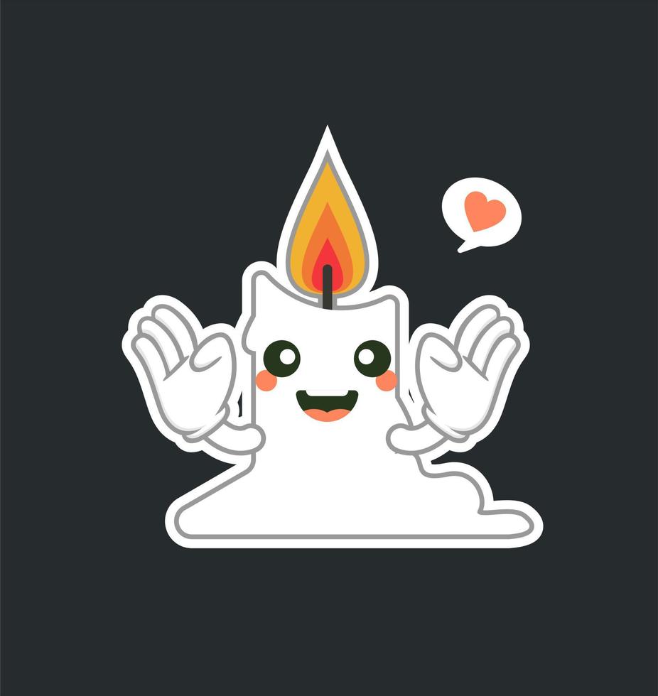 cute and kawaii candle cartoon character flat design vector illustration