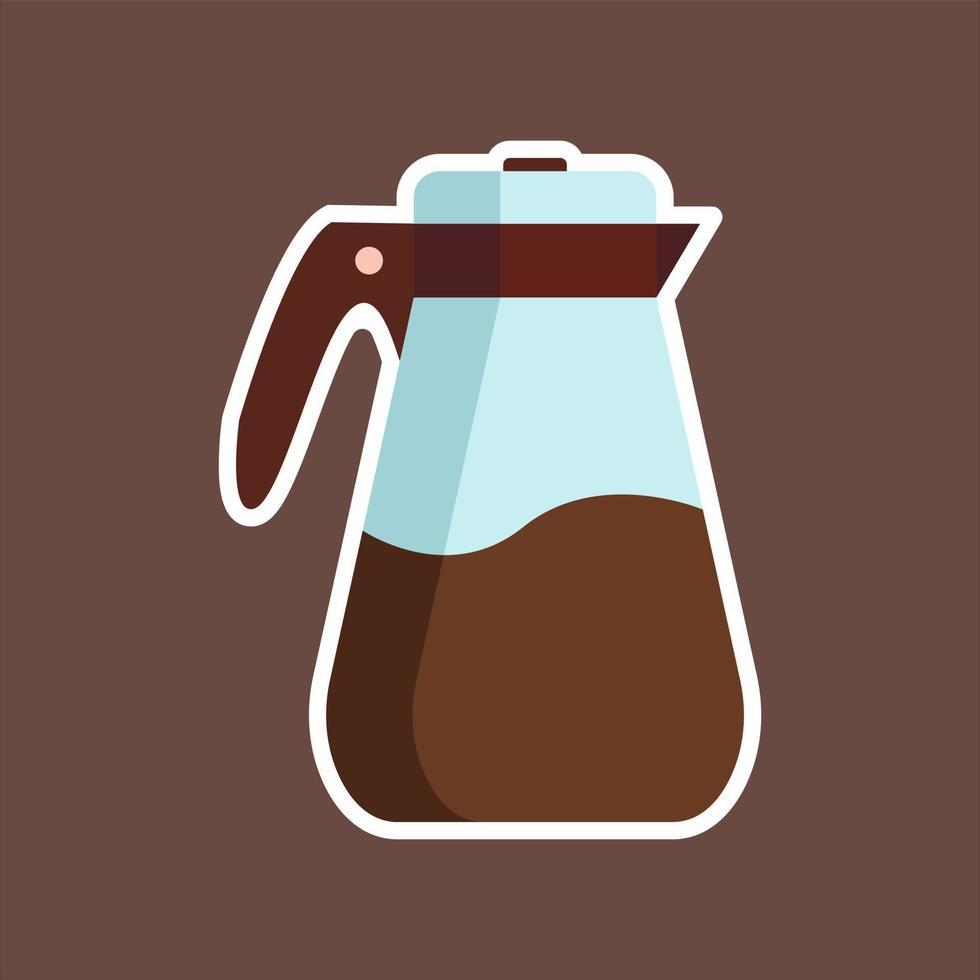 Cartoon style glass coffee pot. Drink ware vector illustration. Best for coffee shop and restaurant menu. Isolated on color background.