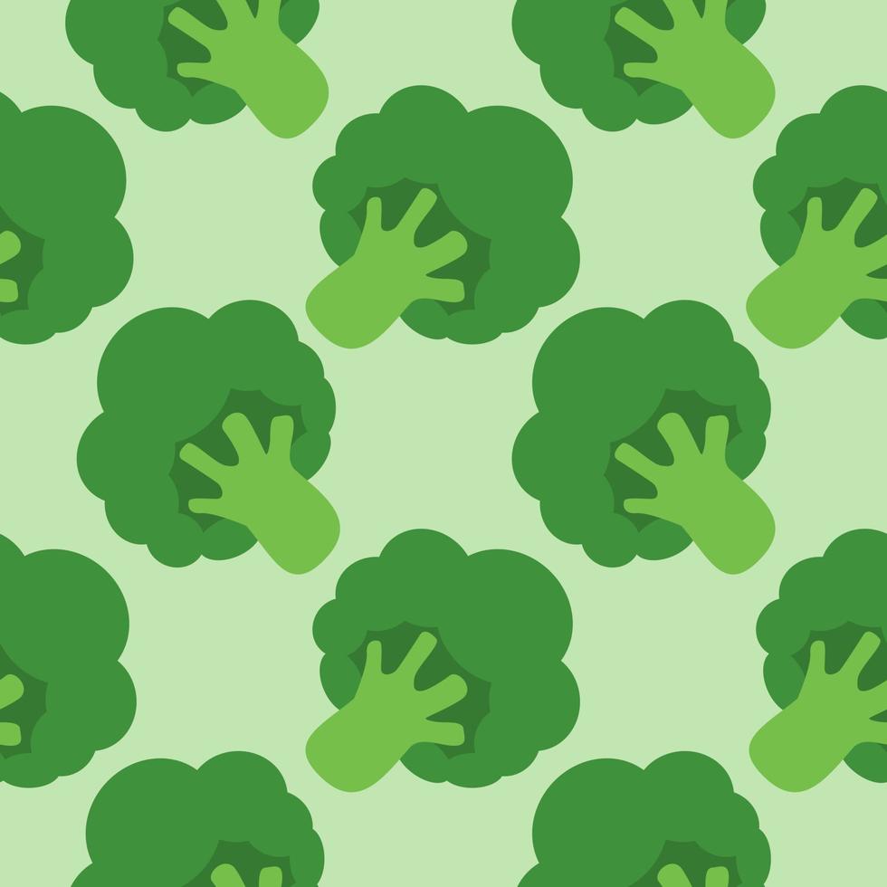 Broccoli cabbage seamless pattern. Flat vegetable broccoli. Fresh green Vegetable, Vegetarian, vegan Healthy organic food. Different sizes of broccoli. Flat vector illustration