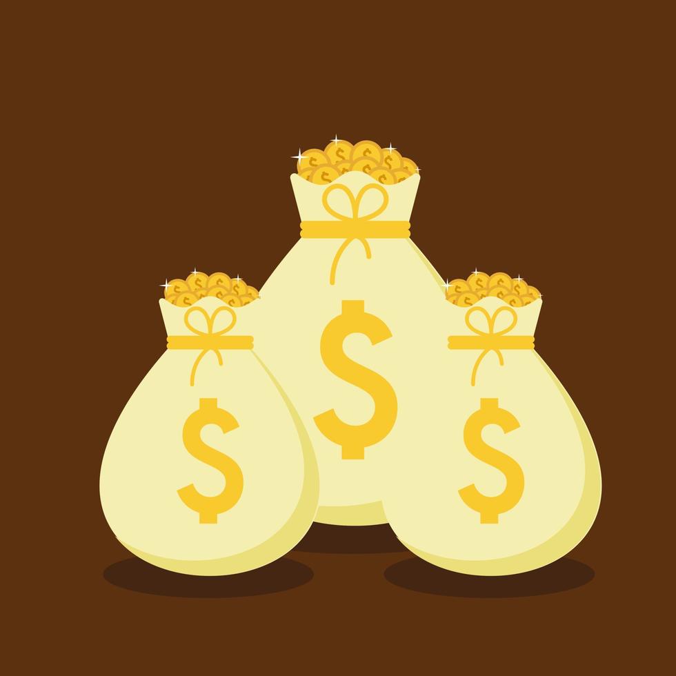Money. Dollars banknotes. Cash money. Flat style Vector illustration. Money saving and money bag cartoon icon design