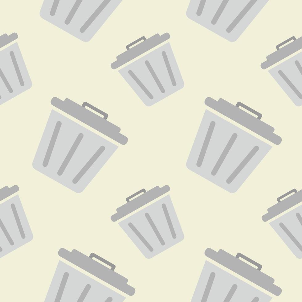 Trash bin garbage icon seamless pattern background. Trash bucket vector illustration. Garbage basket symbol pattern.