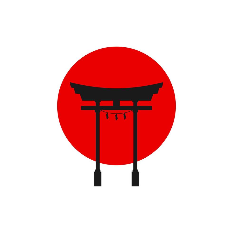 puerta torii japonesa. símbolo de Japón, religión sintoísta. arco tori sagrado de madera roja. entrada antigua, patrimonio oriental y punto de referencia. arquitectura religiosa oriental. ilustración vectorial de diseño plano vector