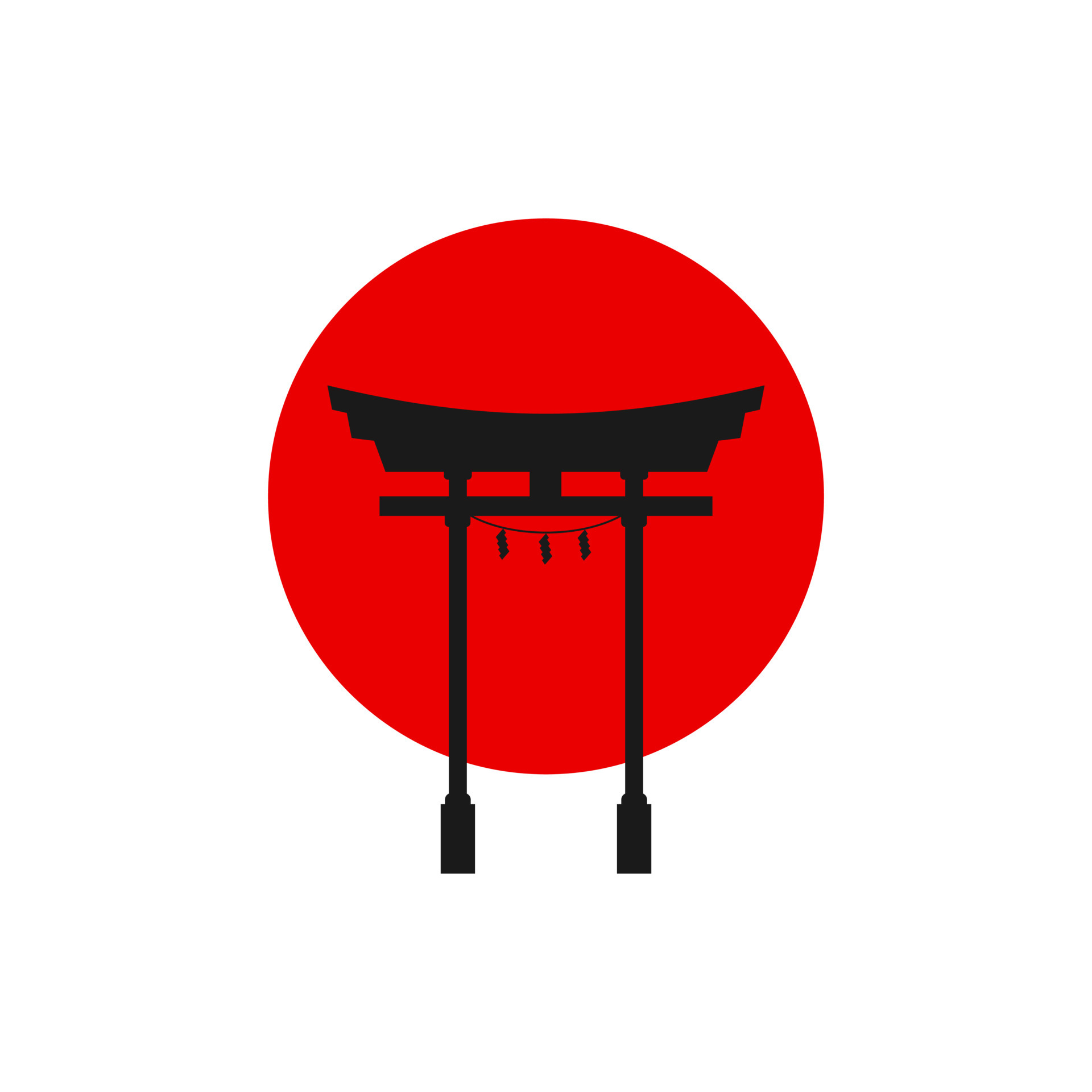 Japanese Torii gate. Symbol of Japan, shintoism religion. Red wooden