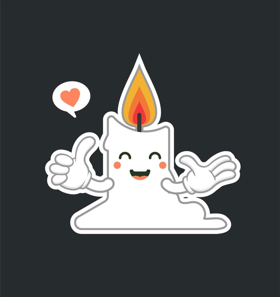 cute and kawaii candle cartoon character flat design vector illustration