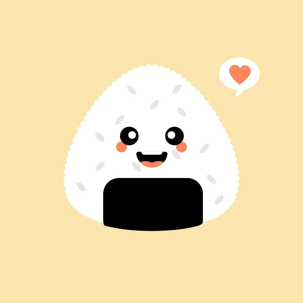 ilustración vectorial onigiri lindo y diseño de logotipo de carácter kawaii. bola de arroz de japón. vector