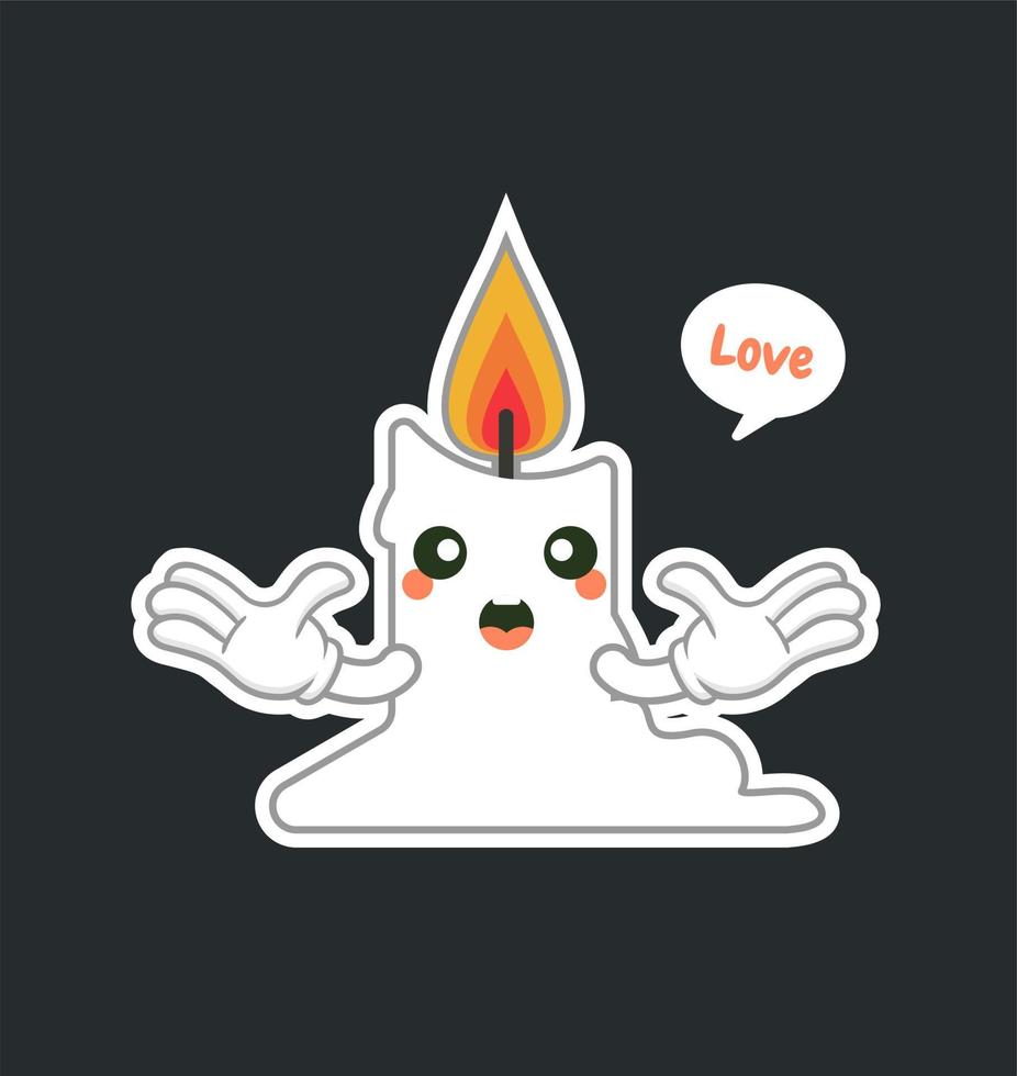 cute and kawaii candle cartoon character flat design vector illustration