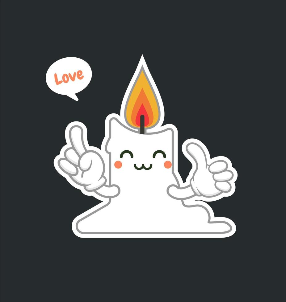 cute and kawaii candle cartoon character flat design vector illustration