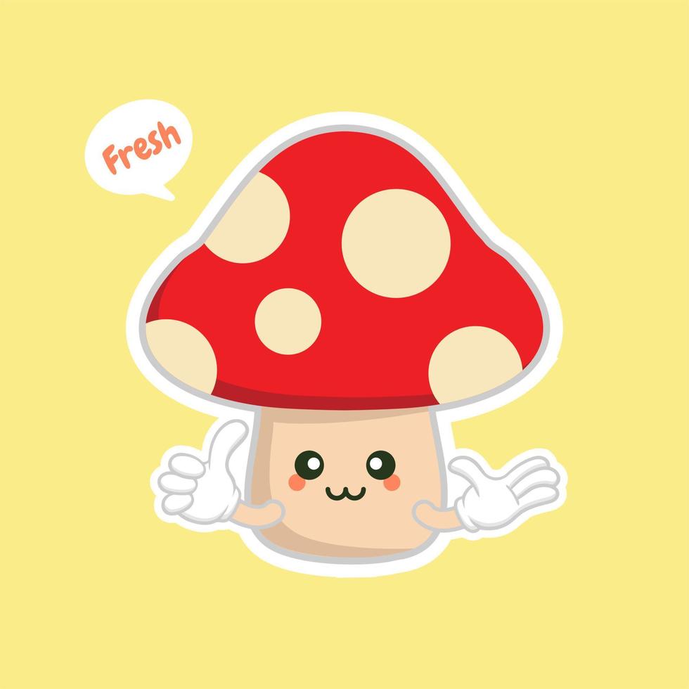 cute and kawaii mushroom character flat design vector illustration