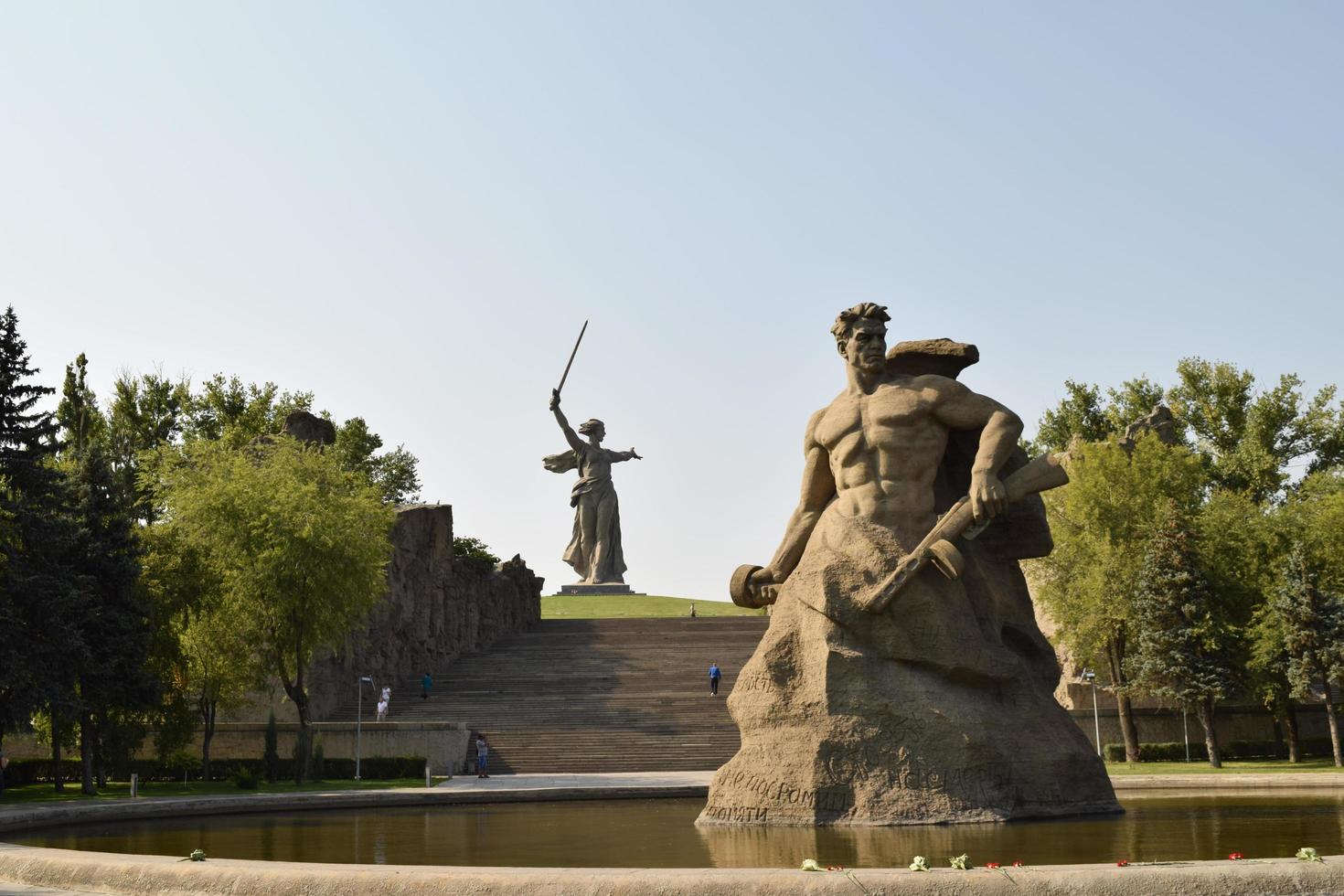 Volgograd,Russia,2015 - sculptures of a soldier and his mother's homeland.Volgograd,Mamaev Kurgan photo