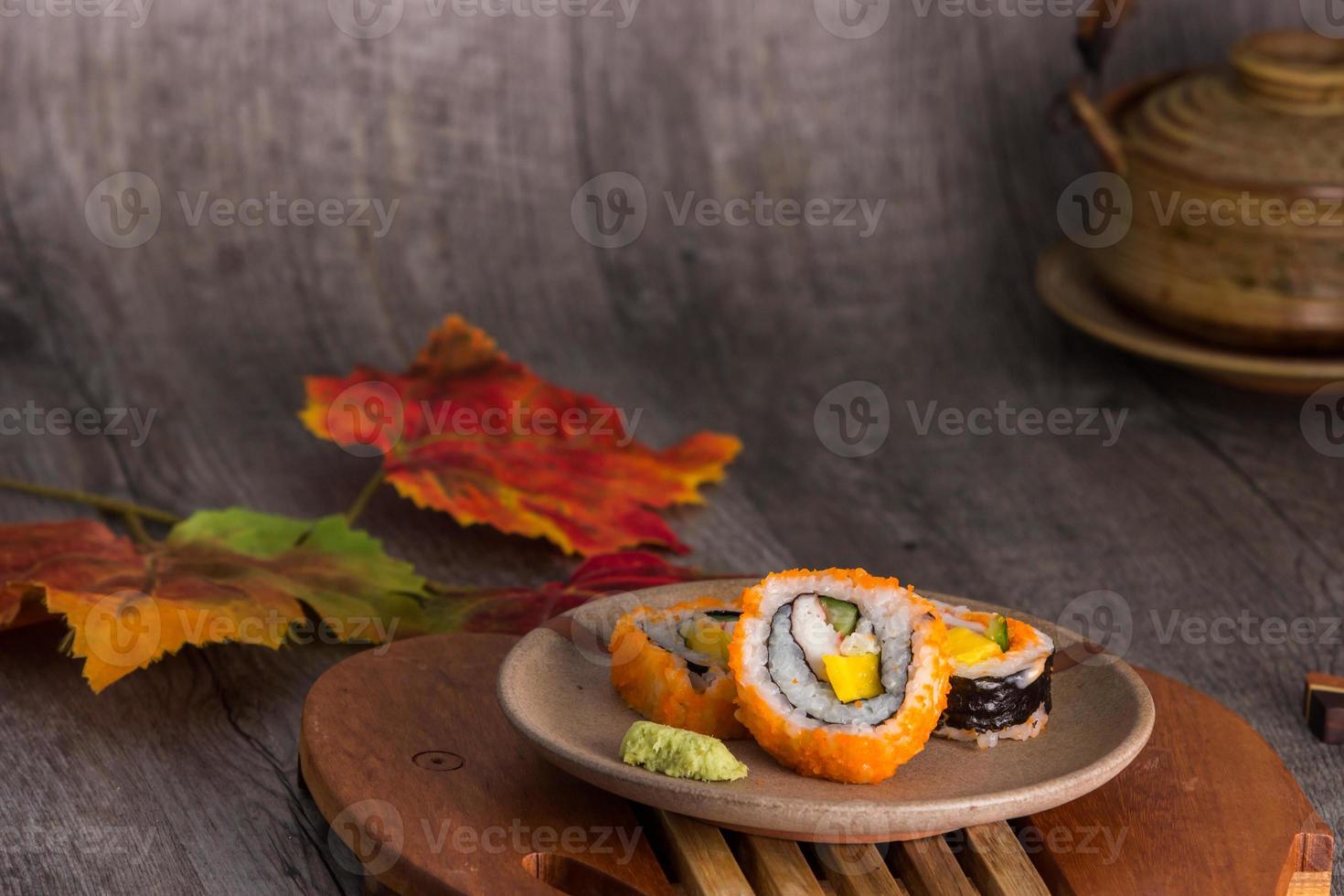 sushi  and tea drinking set photo