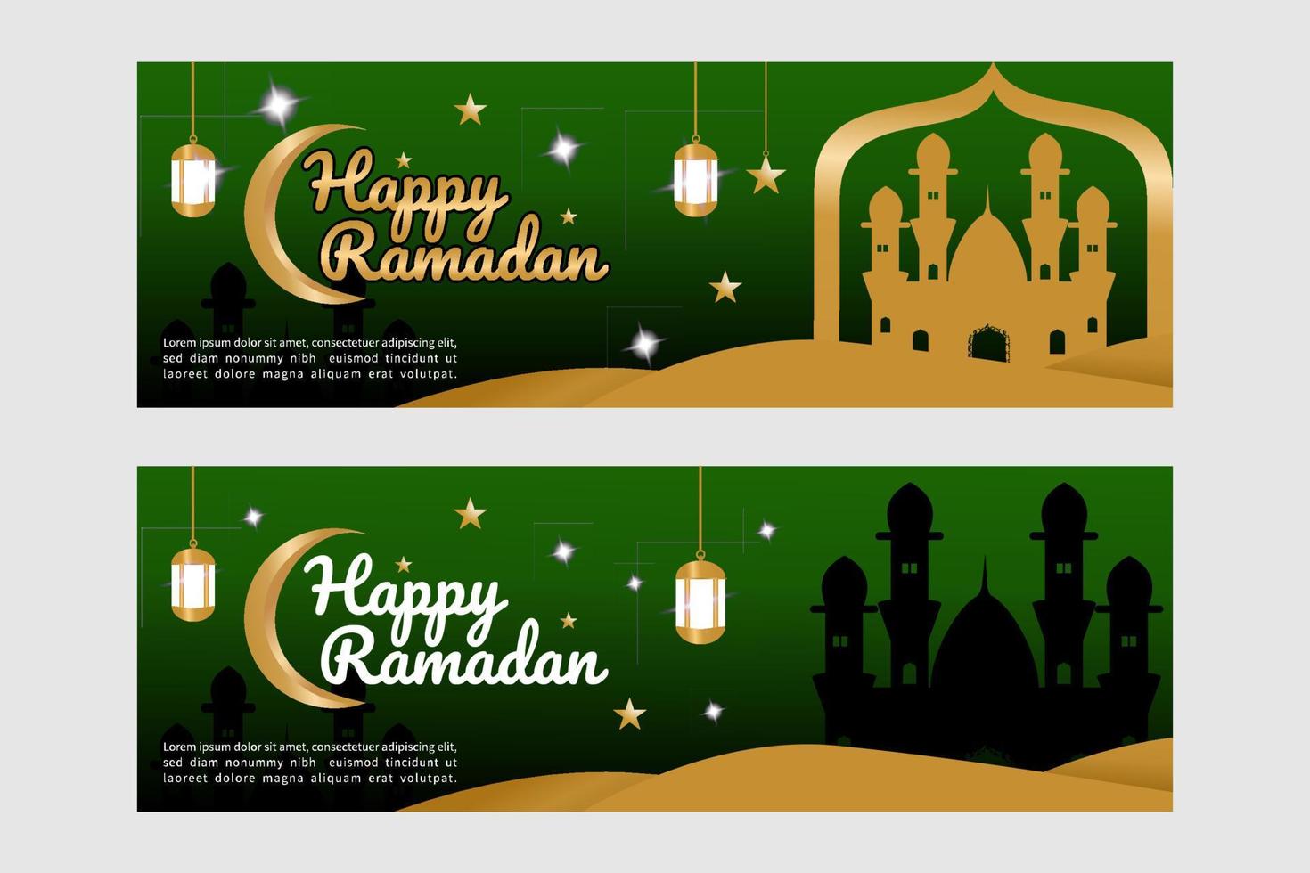 banner feliz ramadan con dos modelos vector