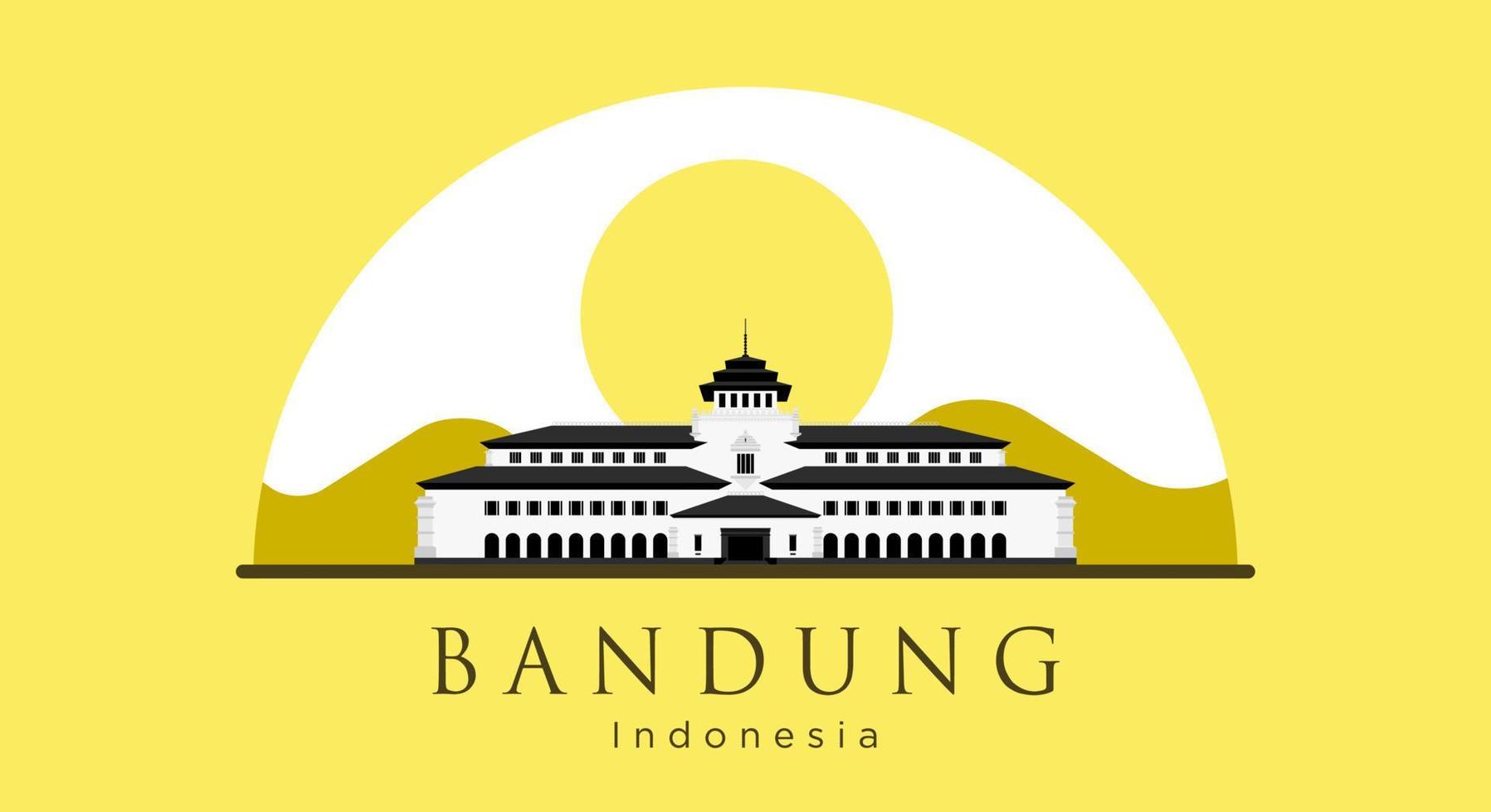 Gedung Sate Flat Style Vector Illustration The Icon of Bandung, West Java, Indonesia