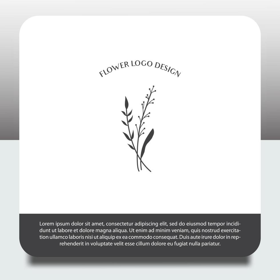 logo design template, with hand drawn beautiful plant icon vector