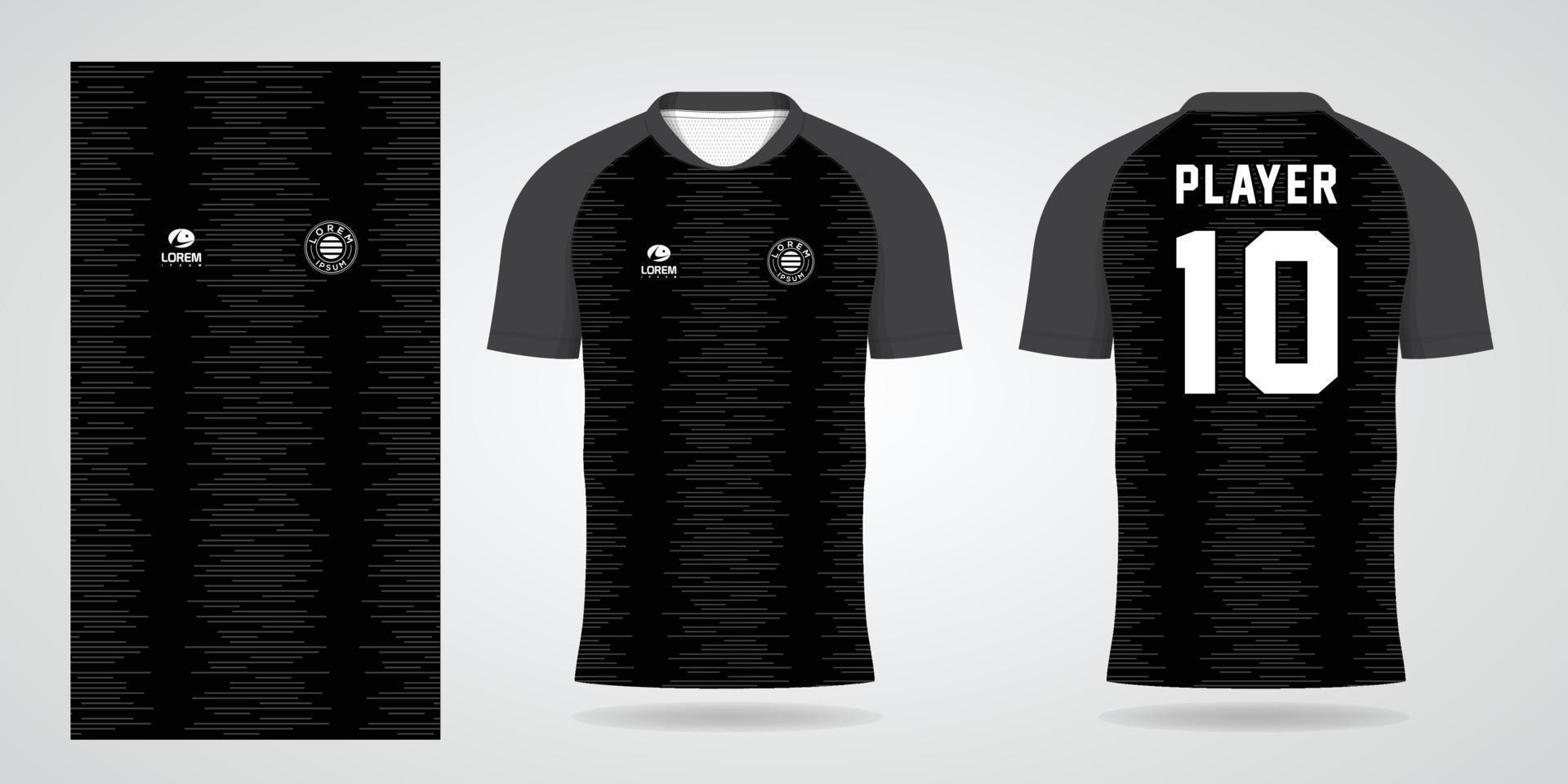 plantilla de diseño de deporte de camiseta de fútbol negro vector