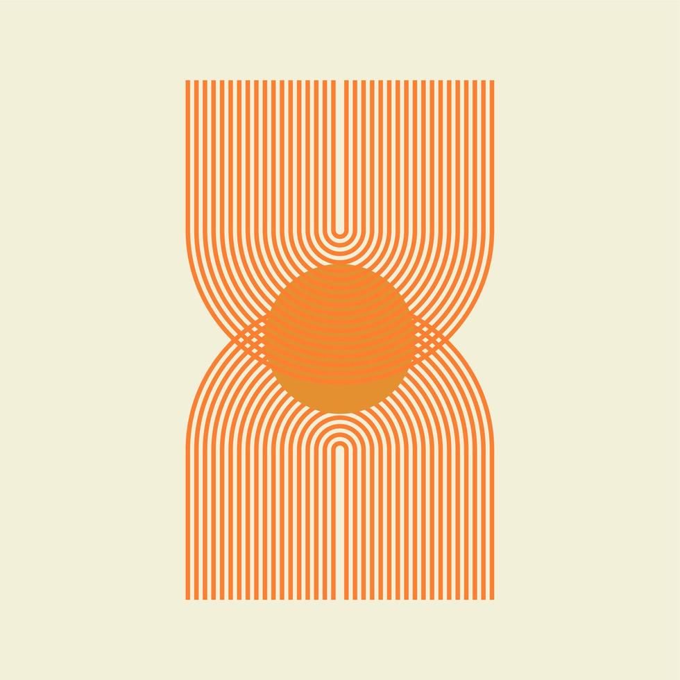 Modern minimalist abstract aesthetic illustrations. Bohemian style wall decor. Collection of contemporary artistic poster. Rainbow line Boho style. vector