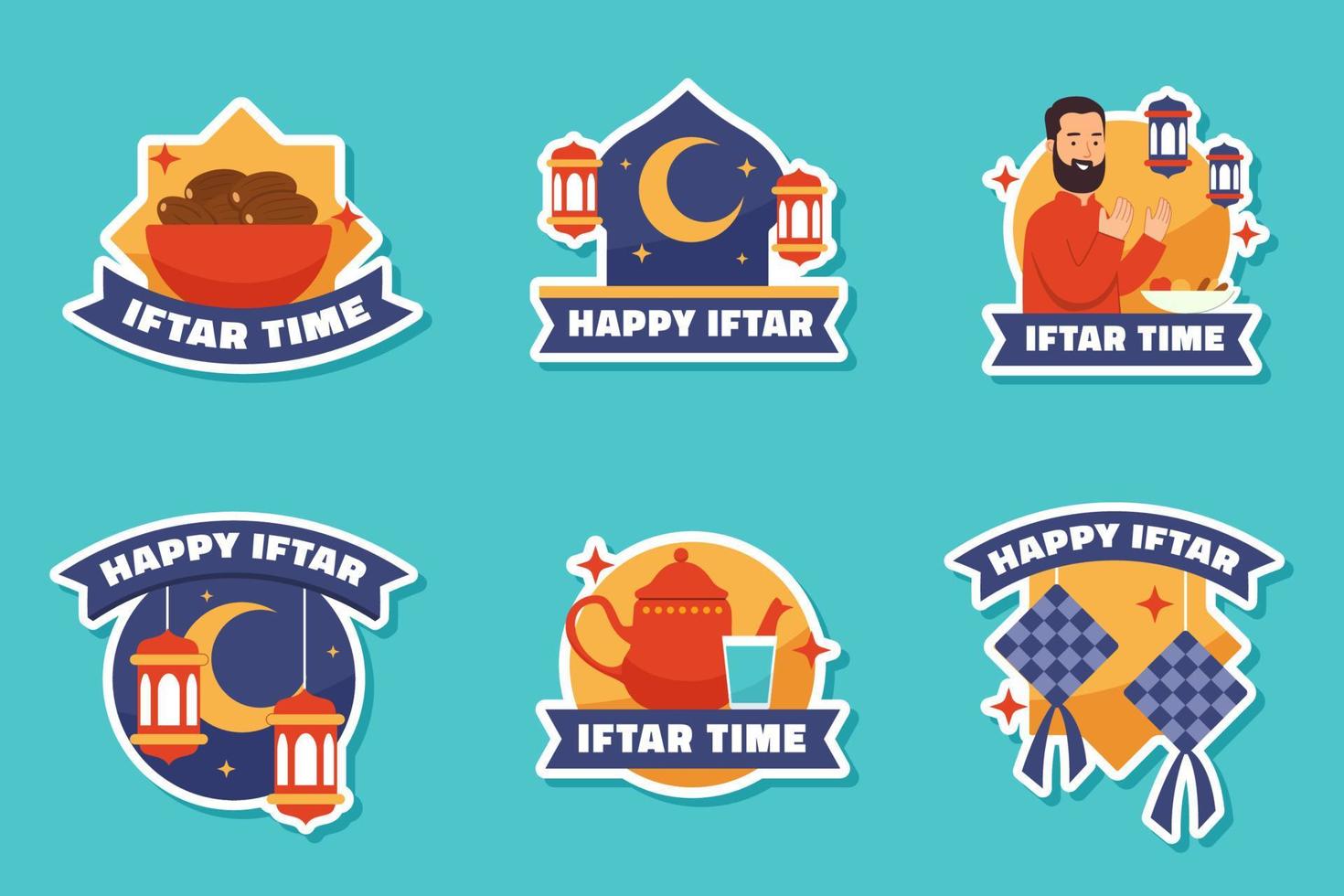 Iftar Sticker Set vector