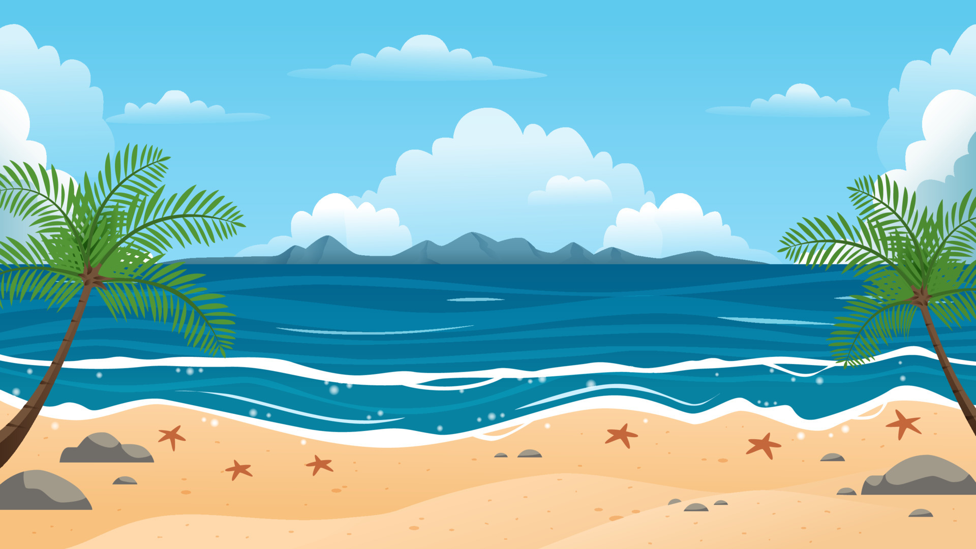 Beach Scenery Background 7062184 Vector Art at Vecteezy