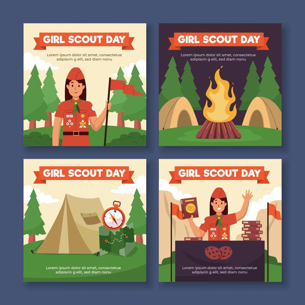 Girl Scout Day Social Media Template vector