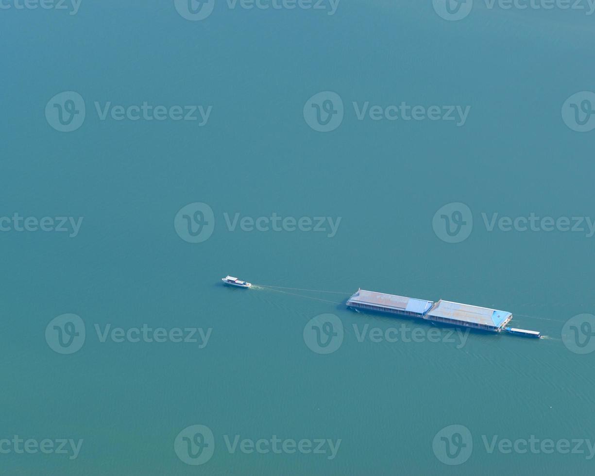 top view drag boat in the river. photo