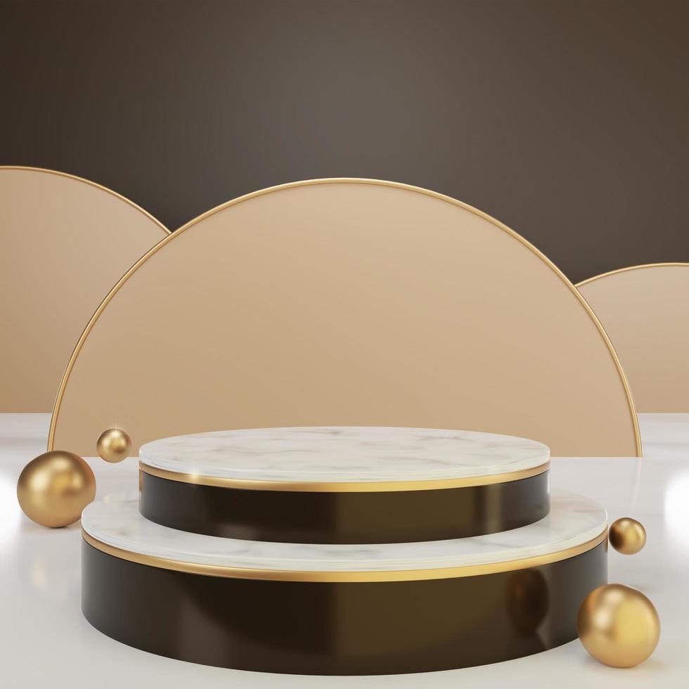 Scene with minimal brown and gold podium photo