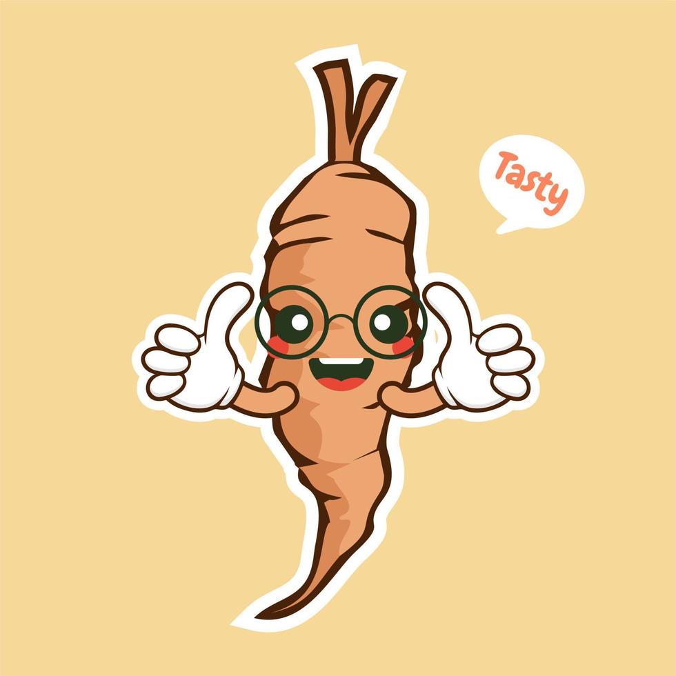 cute cassava flat design vector illustration
