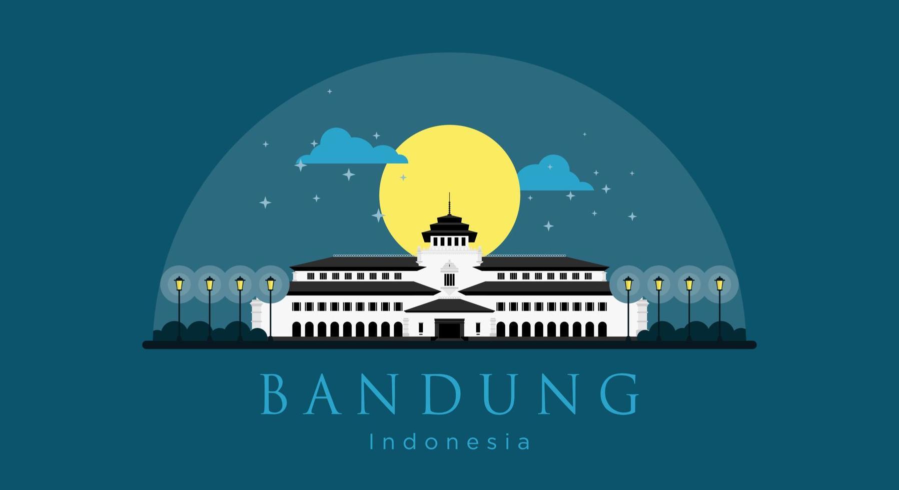 Gedung Sate Flat Style Vector Illustration The Icon of Bandung, West Java, Indonesia