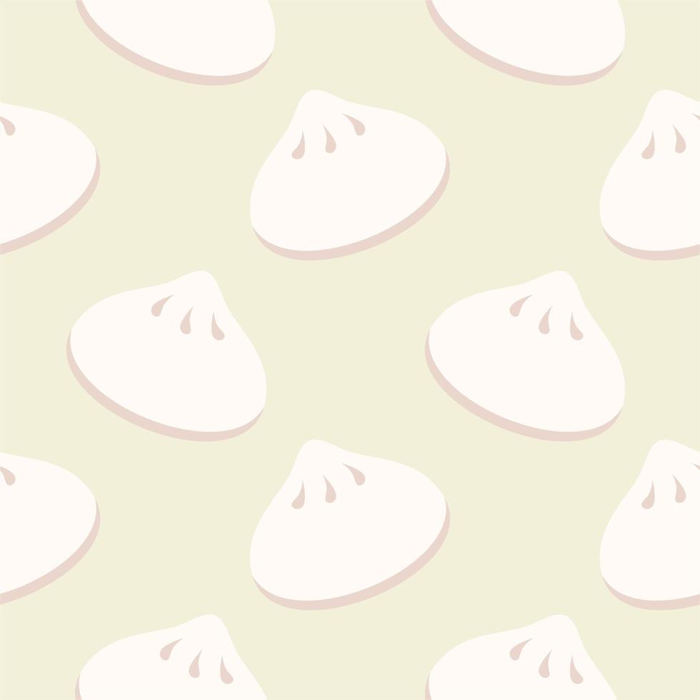 Dumpling Seamless vector pattern. buns and dumplings Dim Sum, Khinkali. Cute food characters illustration for wrapping paper, postcard, textile, background texture, food hall decoration