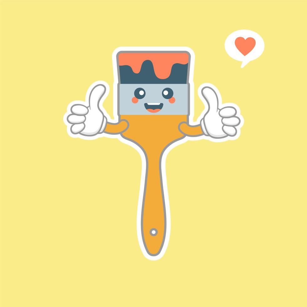 kawaii and cute paint brush flat design vector illustration