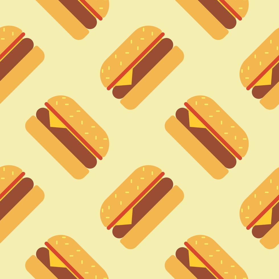 Burger Seamless Pattern Background Vector Design Isolated on Color Background