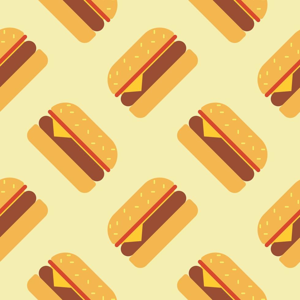 diseño de vector de fondo de patrón sin costuras de hamburguesa aislado en fondo de color