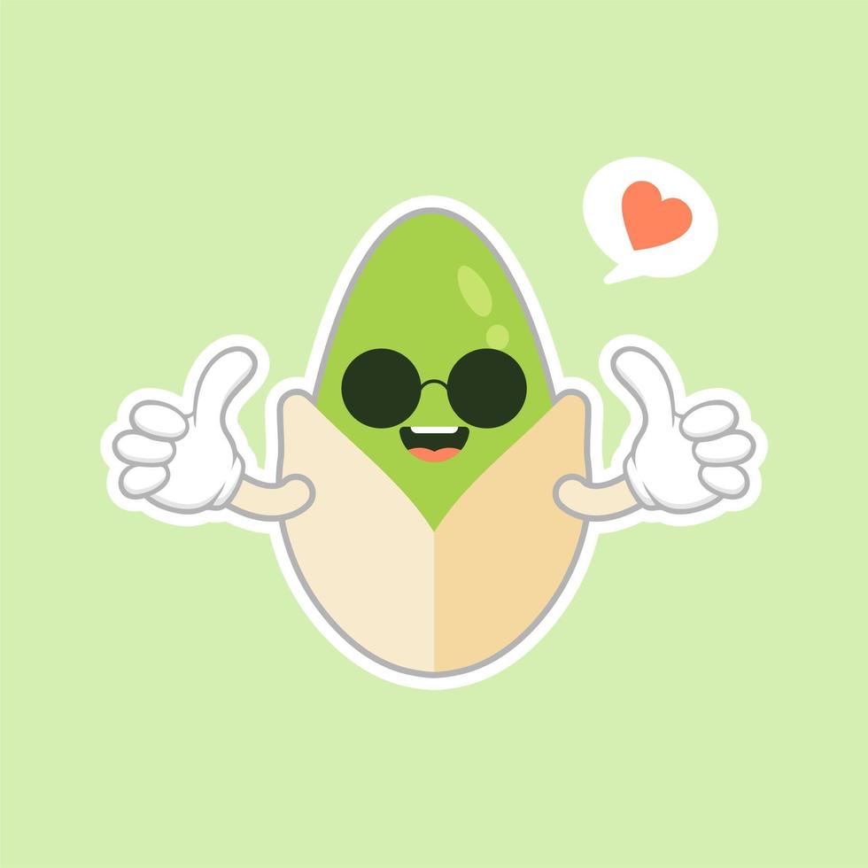 cute and kawaii Pistachio nut cartoon character. Traditional snack. Healthy food. Nut ornament. vector