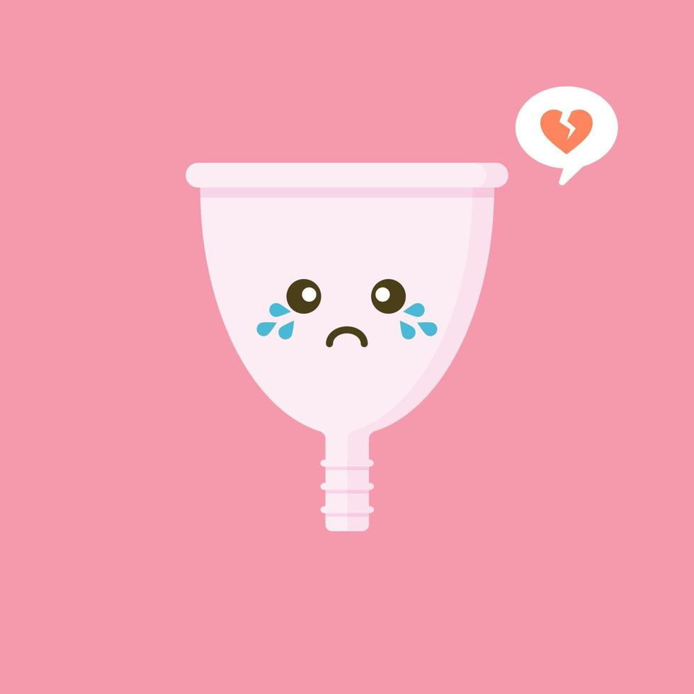 Cute happy smiling menstrual cup. Isolated on pink background. Vector cartoon character illustration design,simple flat style. Zero waste period, menstrual cup concept