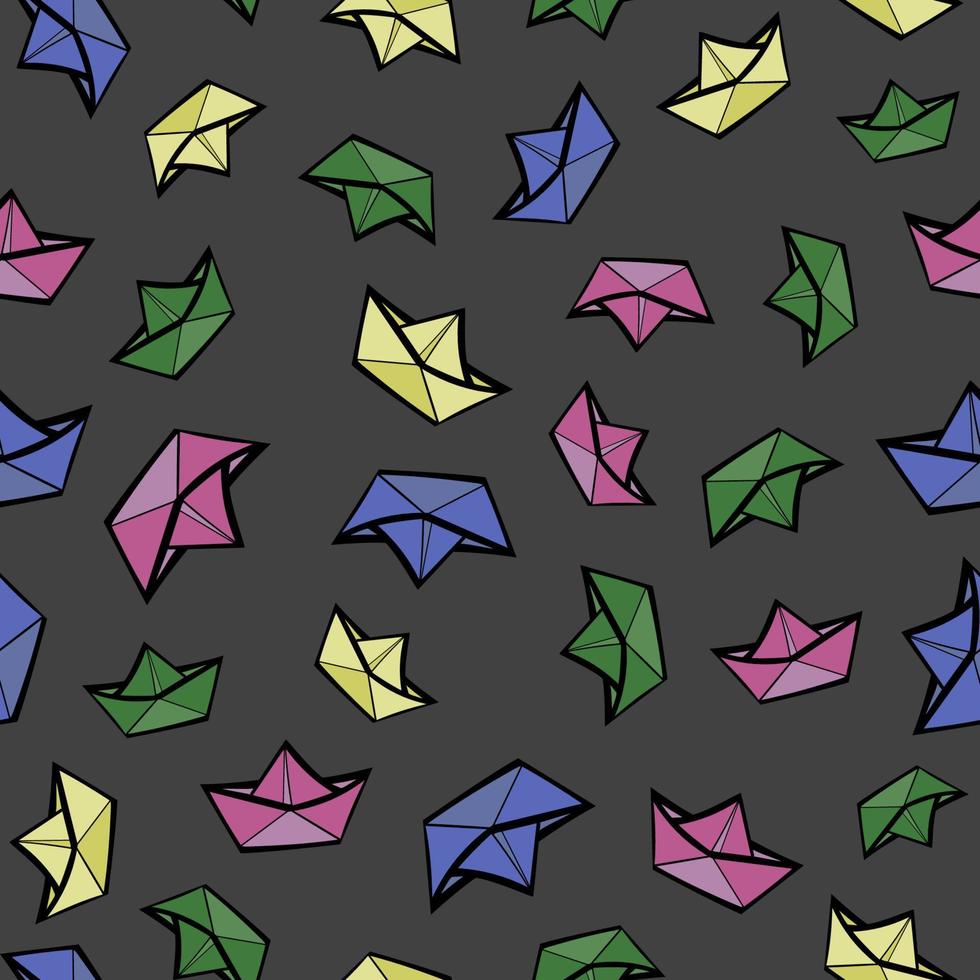 patrón sin costuras de divertidos barcos para niños. imitación de origami, dibujo a color. eps 10 vector