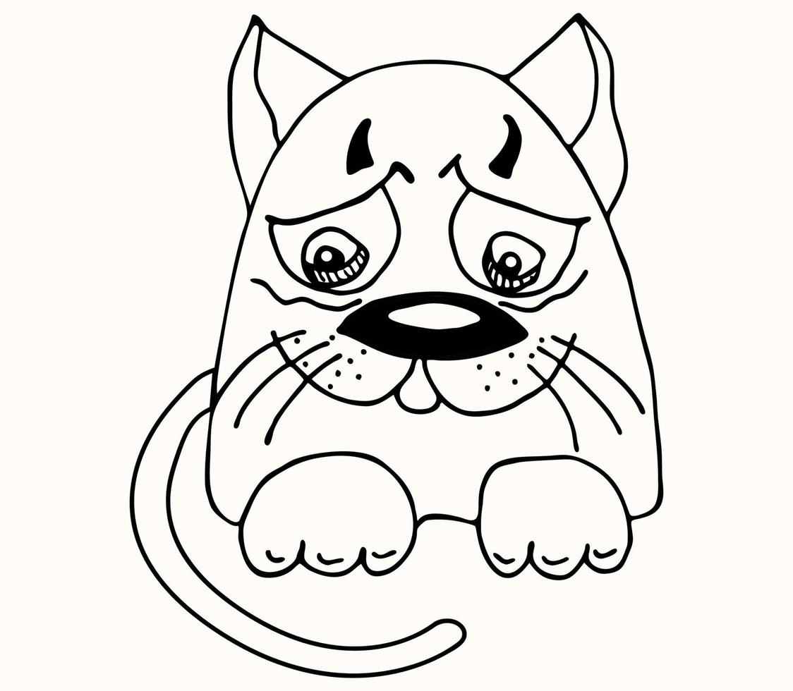 Sad And Upset Cat Character Drawn With Marker Cartoon Character Imitation Of A Child S Drawing Vector Art At Vecteezy